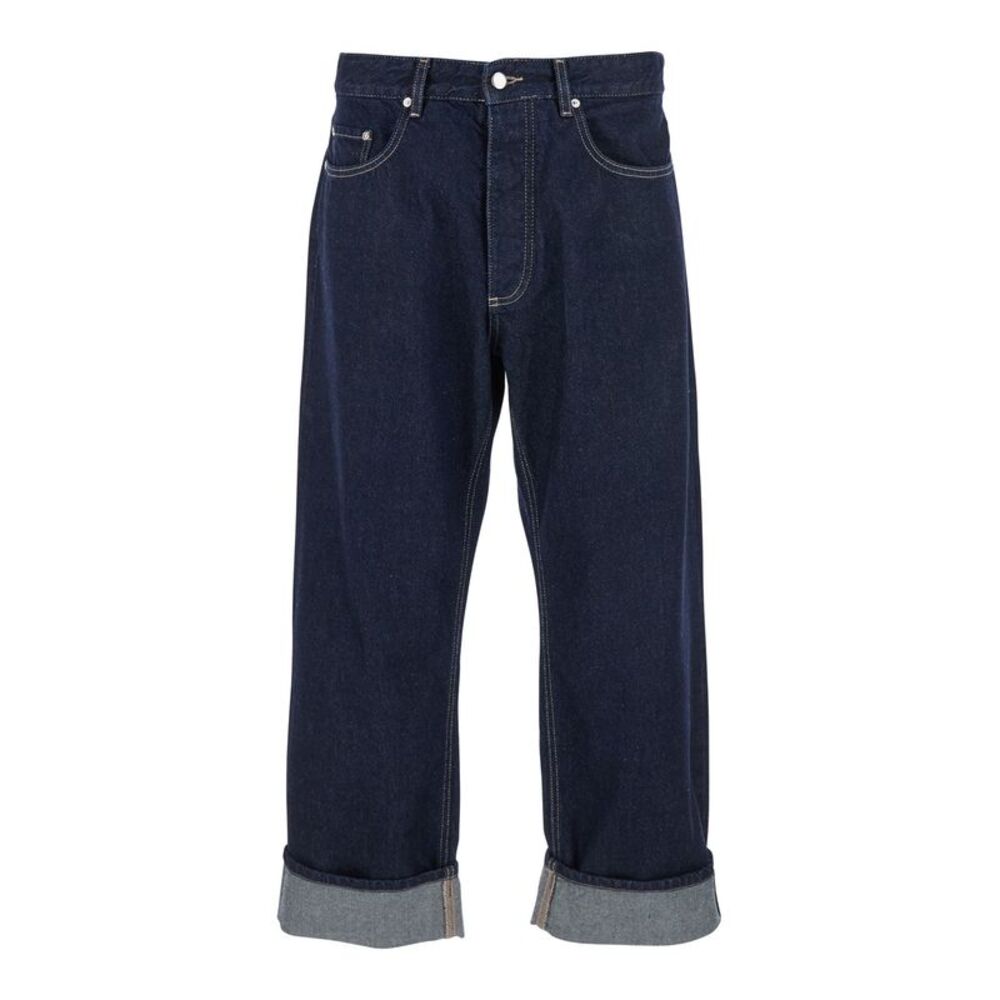 Icon Denim Men 'Ross' Blue 5-Pocket Jeans With Logo Patch In Cotton Denim Man